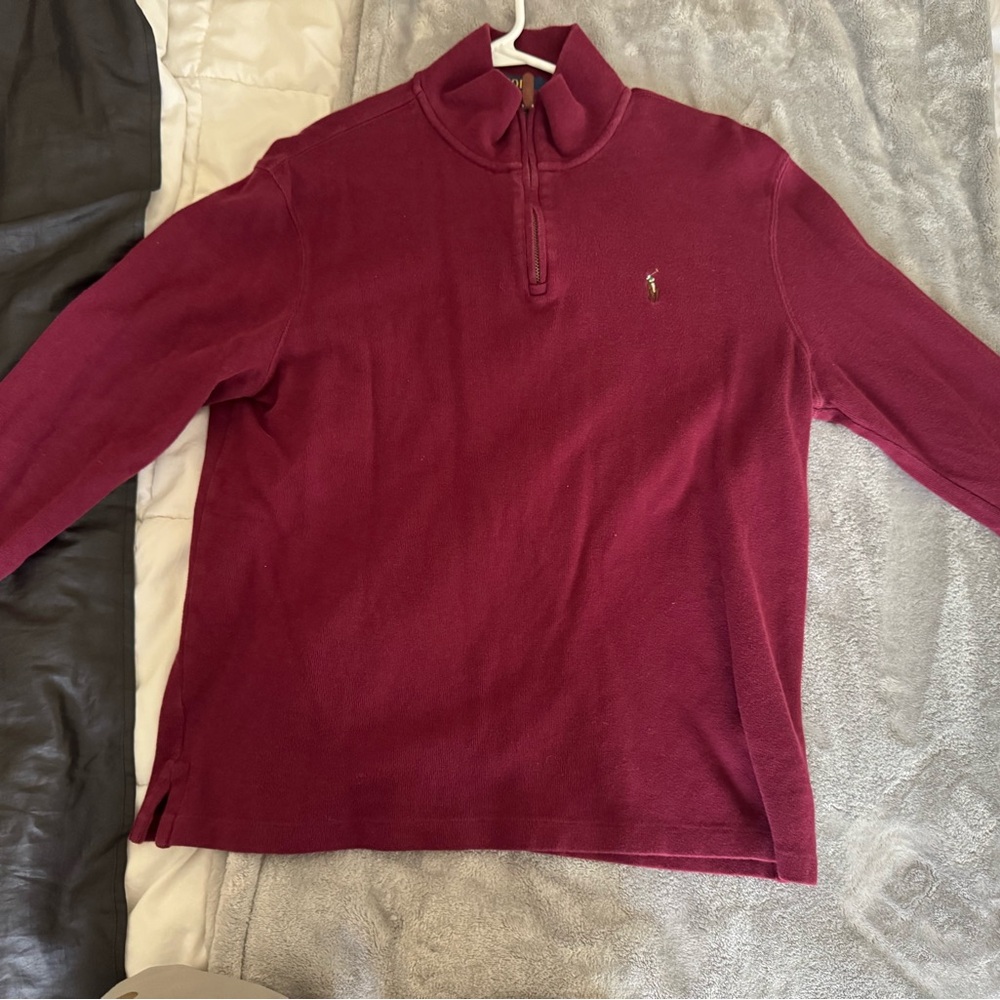 Ralph Lauren Maroon Quarter-Zip Sweater